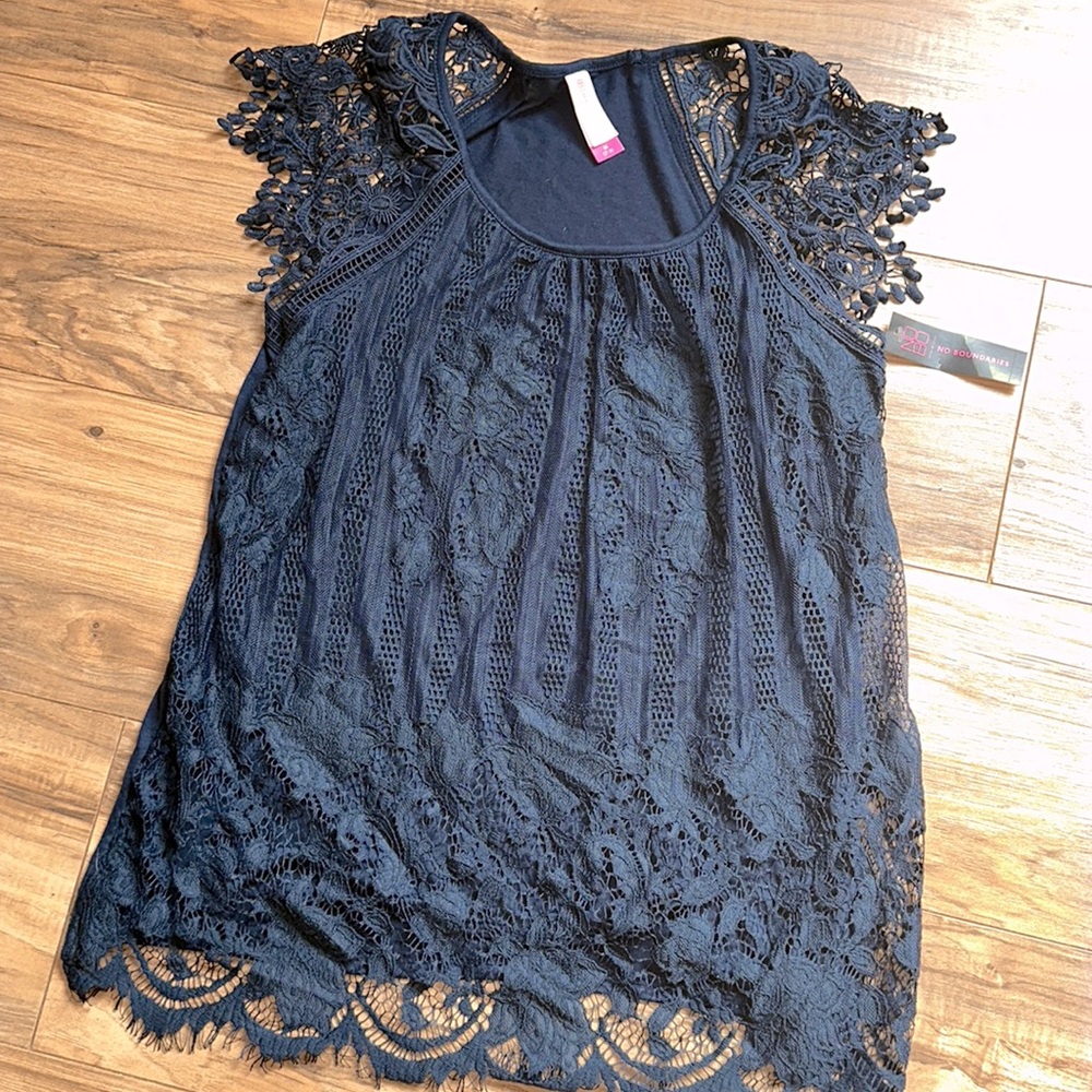 NWT navy crotchet shirt